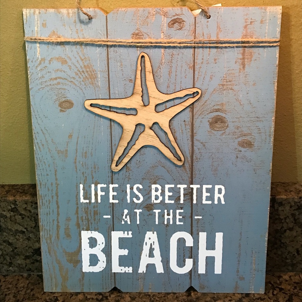 NWT Beach decor. 2 beach signs and 1 tea candle holder - Picture 7 of 11